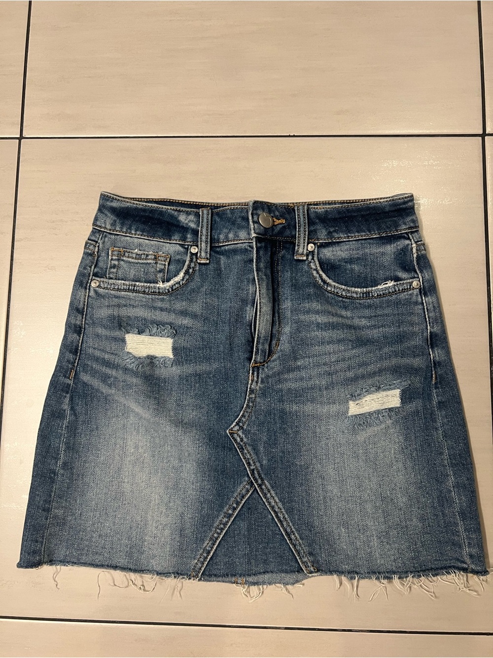 Joe's Jeans Distressed Denim Mini Skirt Raw Hem Medium Wash Size 24